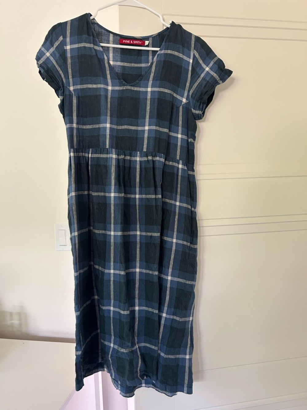 Pyne & Smith Blue Plaid Short-Sleeve Dress